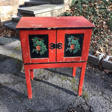 red and black painted wooden bar