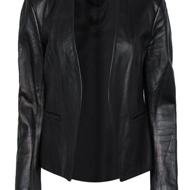 Theory - Black Smooth Leather Open-Front Blazer Sz 10