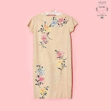 WOW pure Silk Vintage Shift Dress,  1960's Floral Print, Painted, Audrey Hepburn style, MOD, Northern Soul Sheath shirt dress 50's sun dress 