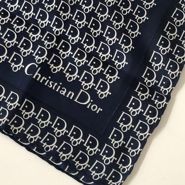 Vintage CHRISTIAN DIOR Oblique Monogram Logo Silk Scarf
