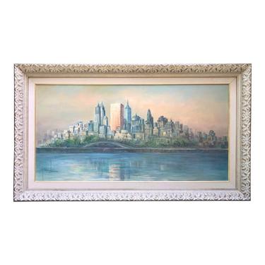 Mid Century Cityscape Painting NYC Oversized Art