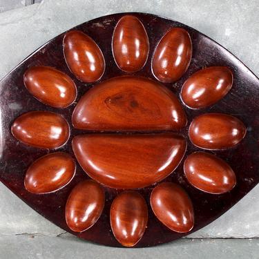 Solid Wood Deviled Egg Tray - Haitian Wood Serving Dish - Produced for Holy Trinity School Port au Prince Haiti | FREE SHIPPING 