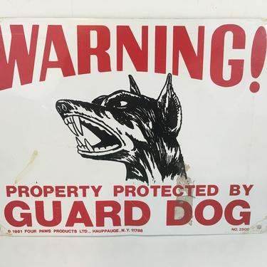Vintage Beware of Dog Metal Sign Wall Plaque | Check Engine