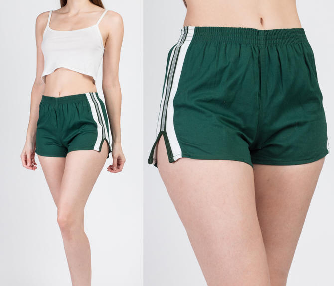 80s Green Striped Track Shorts - XS to Small, Vintage, Flying Apple  Vintage