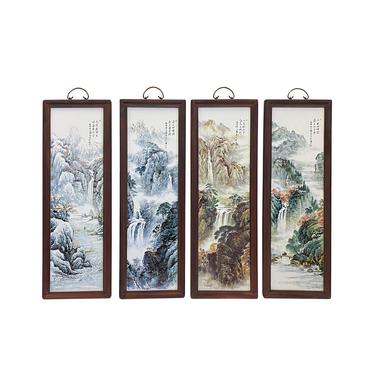 Chinese Mountain Water Scenery Porcelain Color Painting Wall Panel Set ws1953E 