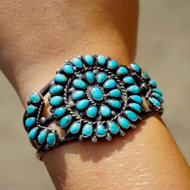 Marie Thompson Vintage Native American Navajo Turquoise Nugget Sterling Silver Bracelet Old