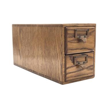 Vintage Oak Double Tabletop Drawer File Box