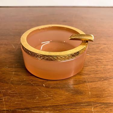 Antique French Pink Opaline Glass Ashtray Art Deco 