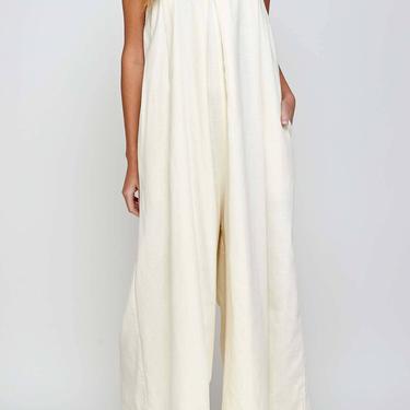 Cream Strapped Wide leg Jumpsuit
