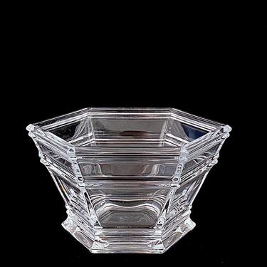 Vintage Fine Crystal Modernist Art Glass Faceted Hexagonal WINDHAM Vase Bowl TIFFANY &amp; CO Vase 4&amp;quot; Tall 20th Century Modern Design 