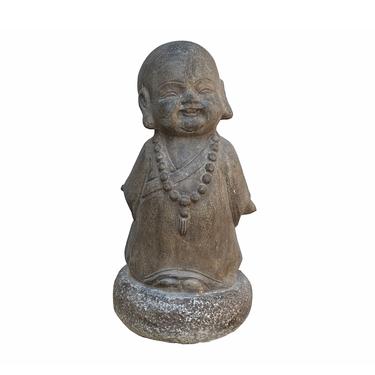 Chinese Oriental Stone Zen Garden Small Lohon Monk Figure cs7108 