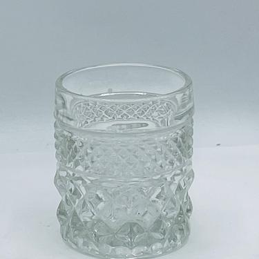 Vintage Votive Toothpick Holder Shot Glass -Wexford Diamond Pattern-Anchor Hocking 