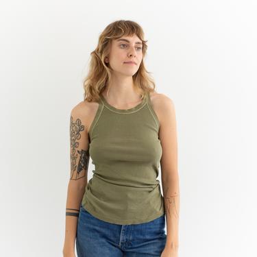 Vintage Olive Green Tank Top | Army Military 40s WW2 Undershirt | XS S | TGR019 | 