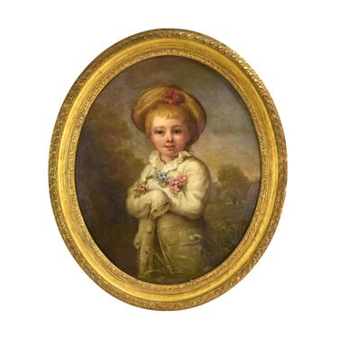 Antique 19th C. Oil Painting “Boy as Pierrot” after Jean Honore Fragonard 