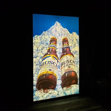 Vintage Busch Beer Light, Busch Light Draft Light, 1990s Vintage Beer Sign, Snowy Mountain 3D Beer Bottles, Breweriana Vintage Pub Bar Decor 