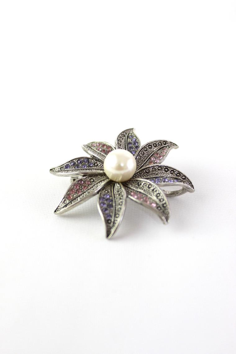 1960s Coro Flower Brooch Pendant - Purple Brooch Pendant