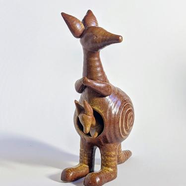 Vintage LISA LARSON Kangaroo and Joey Art Pottery Gustavsberg Sweden Stora Large Zoo Series 1957 to 1965 Kanguru 1966 