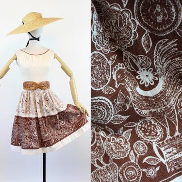 1950s ILENE RICKY novelty ROOSTER swan print sun dress xxs  | new summer 