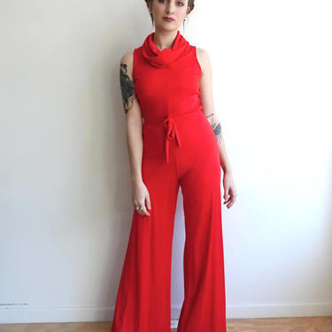 Red clearance 70s jumpsuit