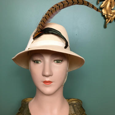 40s NY CREATIONS black feather fedora tilt hat / | Ritual  display picture 1