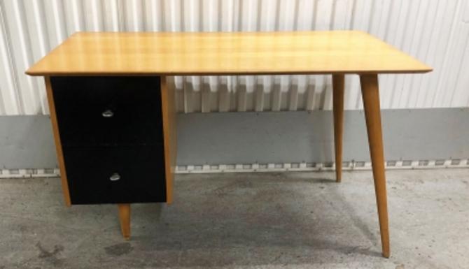 Paul Mccobb Planner Group Wood Desk With Two Black Lacquered