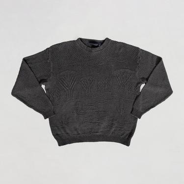 GREY COTTON SWEATER vintage soft brushed knitwear jumper 90's grunge / Medium 
