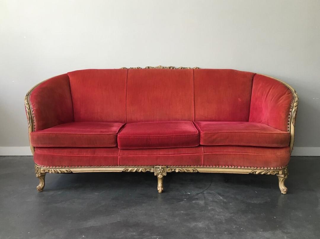 vintage red velvet sofa from ReRunRoom of Seattle, WA | ATTIC