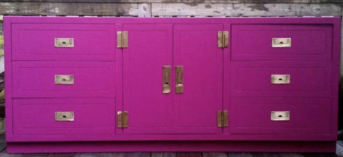 Campaign Dresser Finished In Hot Pink Lacquer Brass Hardware Has A