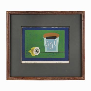 R. Wilson &amp;quot;Lemon and Grass&amp;quot; Serigraph on Paper Mid Century Modern 