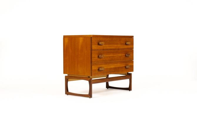 Danish Modern Mid Century Teak Upright Dresser Three Drawer