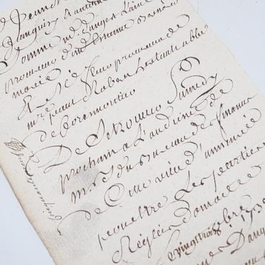Antique 1738 French Letter Document,  Handwritten Scrip, Vintage Manuscript Paper Ephemera,  France Stamp Seal Document 