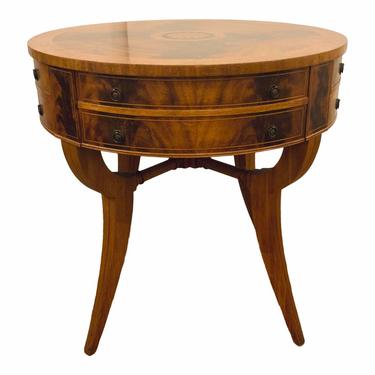Antique Birds Eye Maple and and Mahogany Drum Table