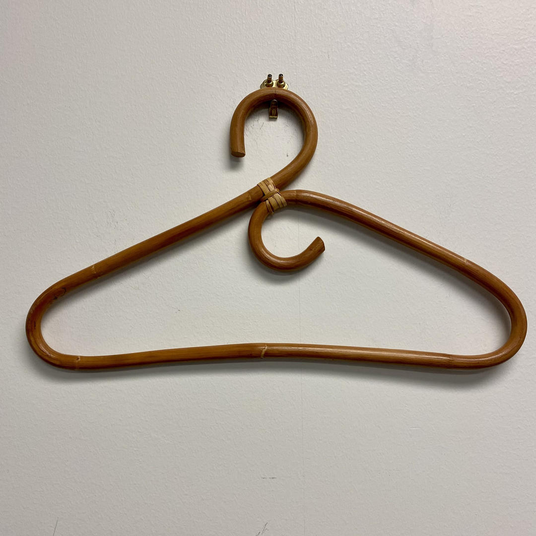 Vintage 1970s Set of 3 Curved Bamboo Rattan Clothes Hangers