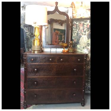 1850s Mahogany Dresser with Mirror, Refinished 