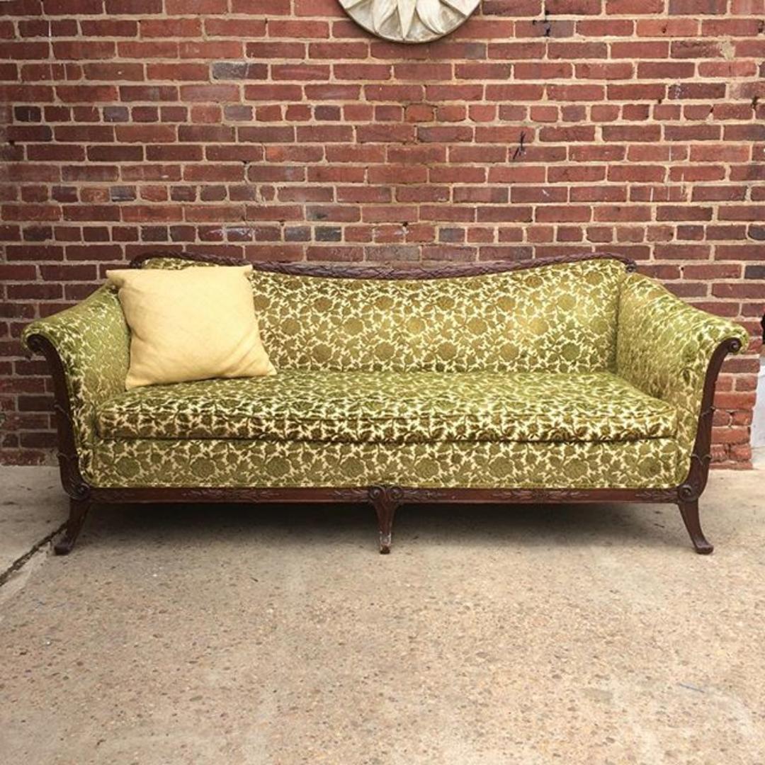 1940s French Provincial Style Sofa In Retro Velvet From Off The