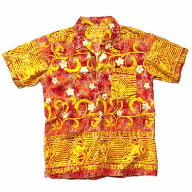 Vintage 1960s HAWAIIAN Sport Shirt ~ M ~ Spread / Butterfly Collar ~ Floral Print ~ Rockabilly / Tiki / Atomic / VLV 
