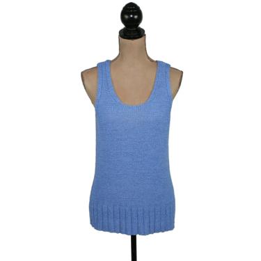 Periwinkle Blue Knit Sleeveless Sweater Vest Women Medium, Knitted Tank Top, Summer Scoop Neck, Casual Clothes from JH Collectibles 