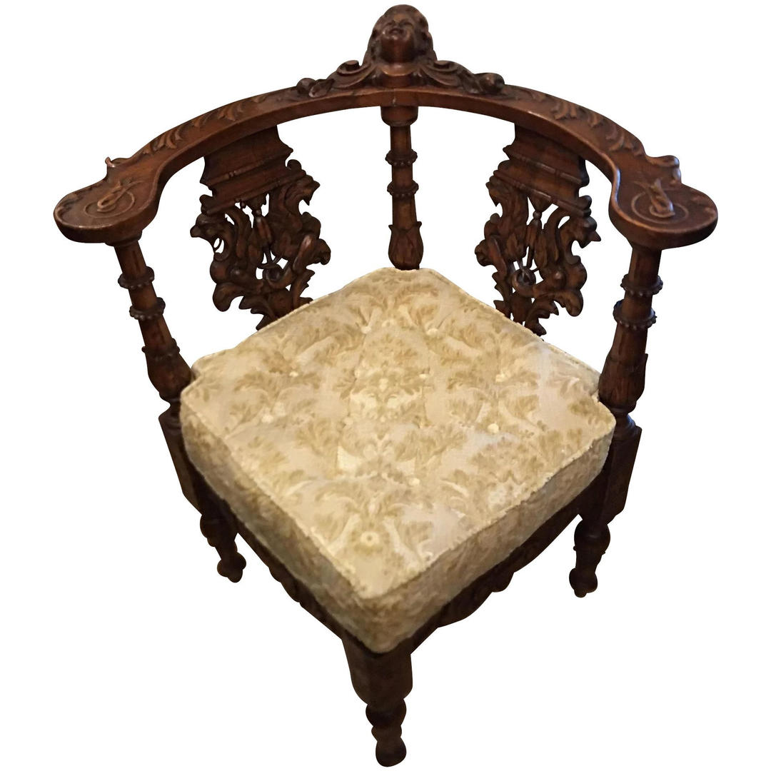 Antique Carved Italian Corner Chair Thrive Decor Beverly Hills