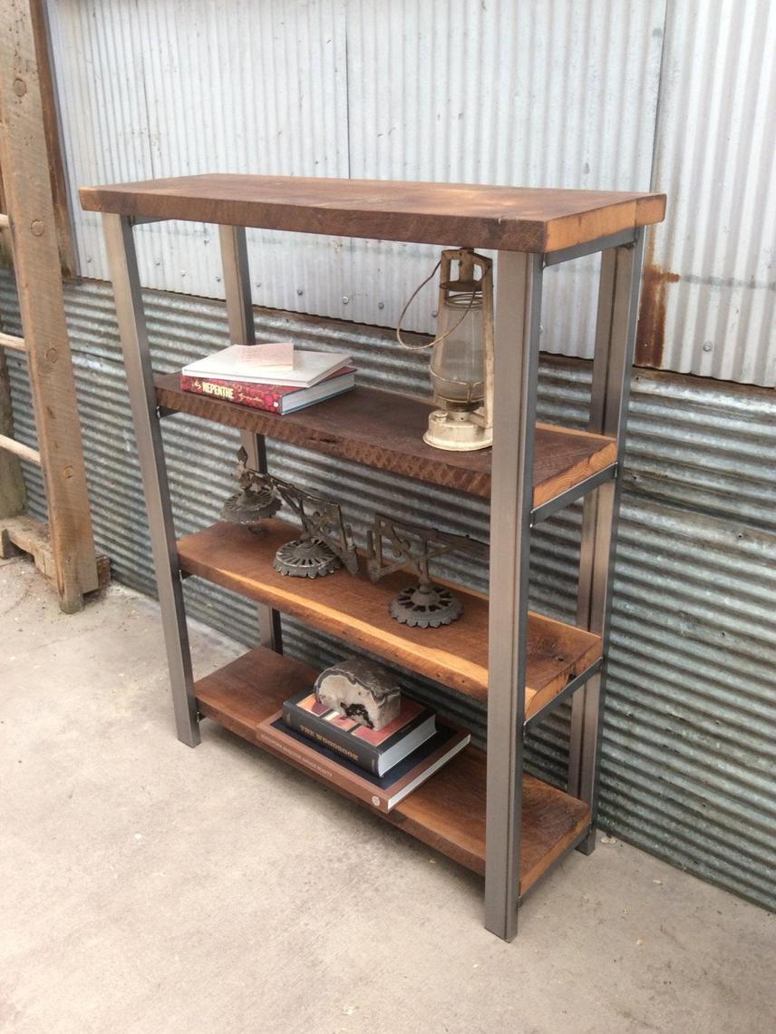 Open Shelving Bookcase / Reclaimed Wood + Steel Frame What We Make