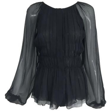 Prada Black Silk Chiffon Blouse