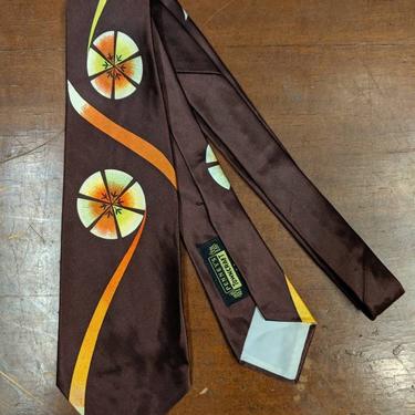 Vintage 1950s Atomic, Brown and Orange with Pin-Wheel Print  Tie, 1940s Rockabilly Swing Tie, 1940s Tie, 1950s Tie, Vintage, Vintage Necktie 