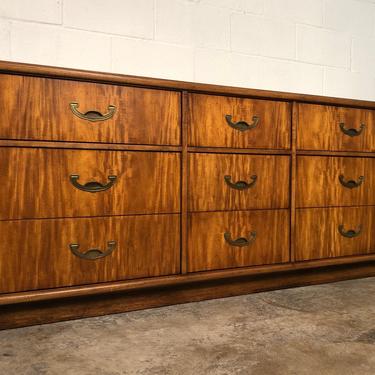 Campaign Style Mid-Century 9-Drawer Dresser / Credenza / TV Stand 