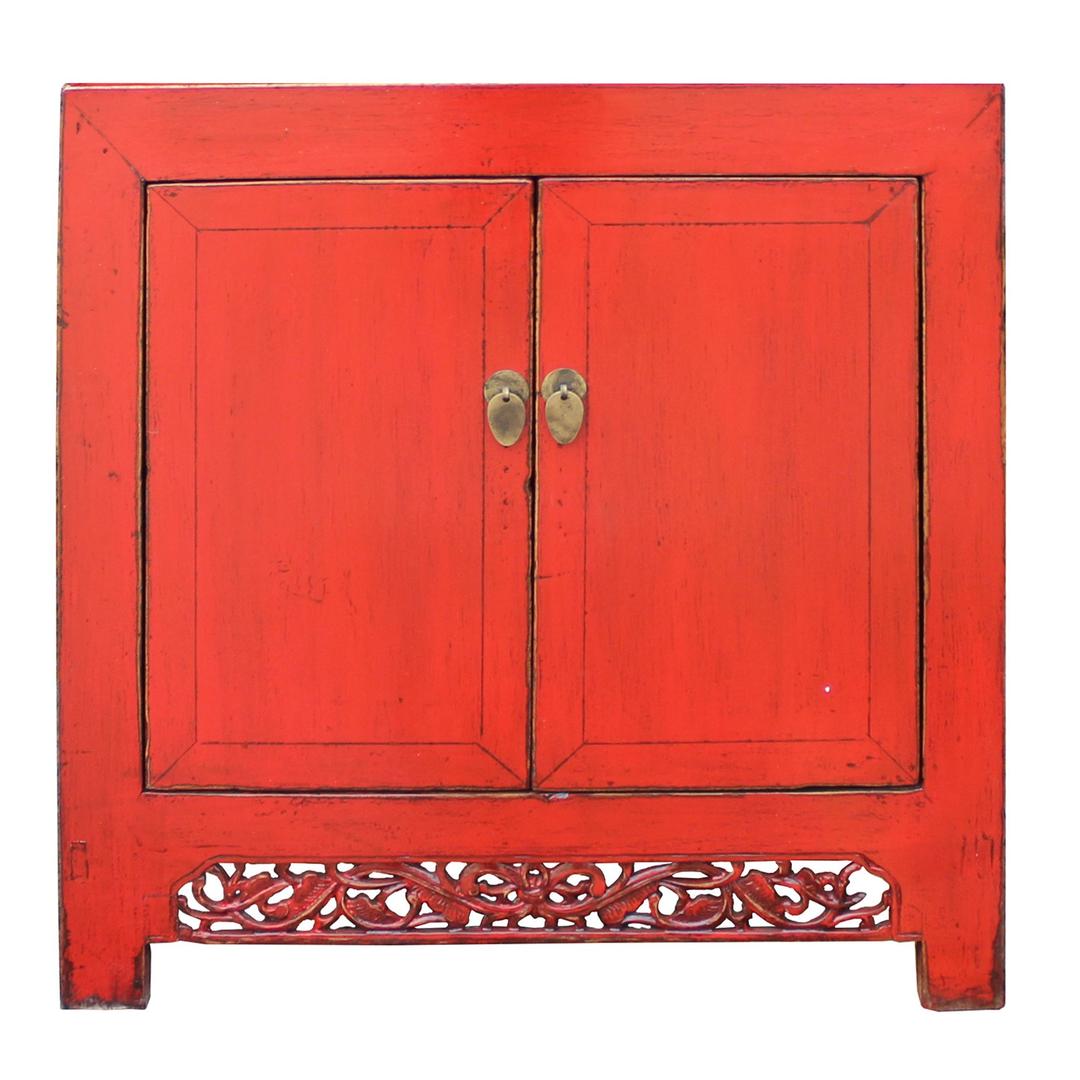 Chinese Distressed Rustic Red Foyer Console Table Cabinet cs4963 ...