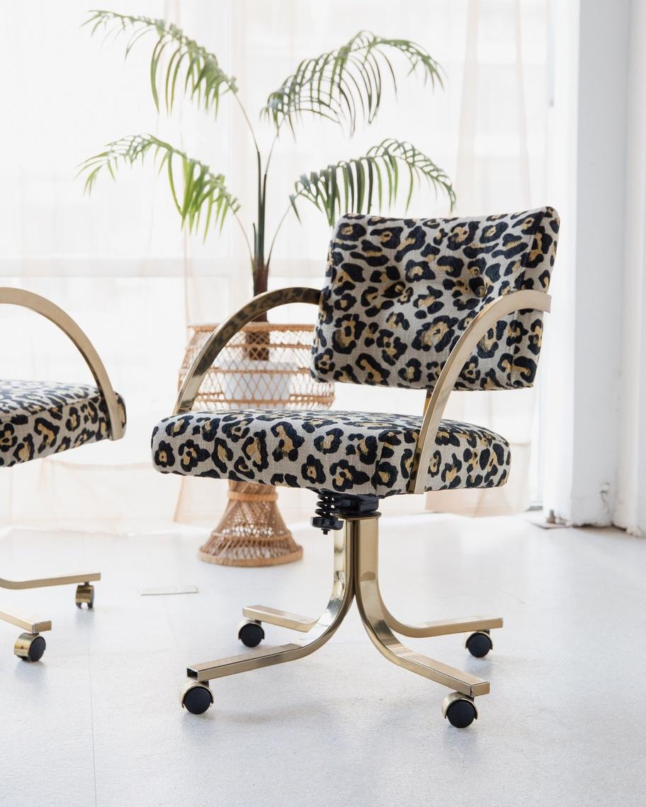 Vintage Office Rolling Chair in Leopard Print Sunbeam Vintage