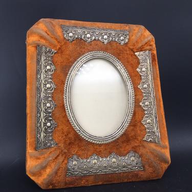French Antique Velvet Picture Frame Distressed 