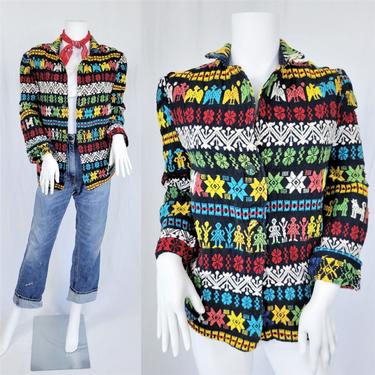 1950's Colorful Woven Cotton Guatemalan Jacket I Sz Med 