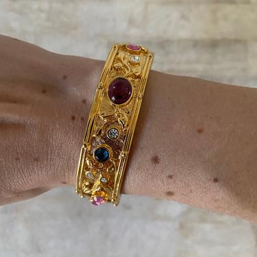 Designer Michaela Von Habsburg Gold Jeweled Bracelet