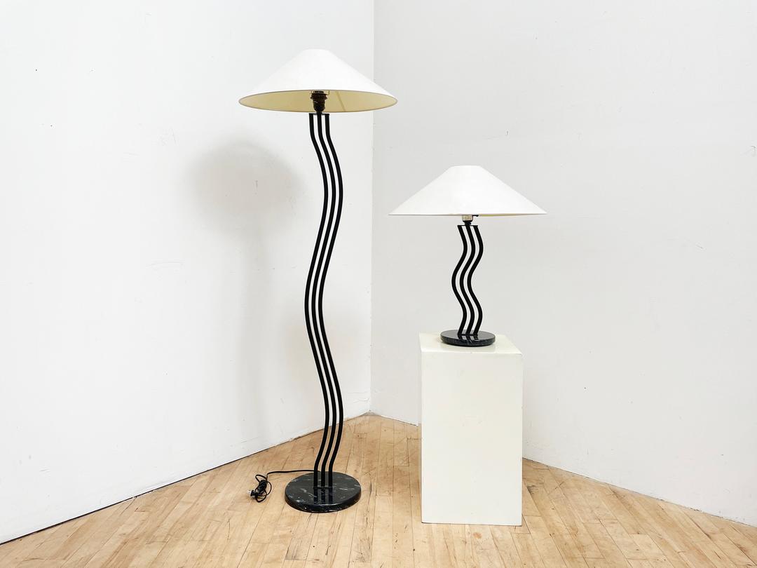 1980s Postmodern Memphis Style Wave Floor Lamp by Alsy