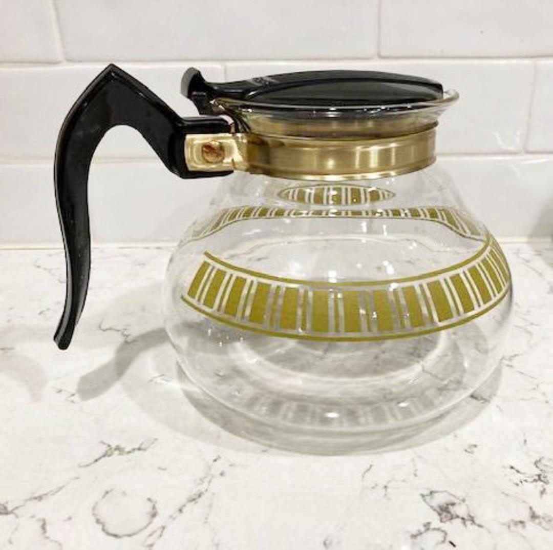 Vintage Mid Century Cory DRPL Glass Coffee Pot Percolator Circa 1960 Le Chalet by May Franklin Park IL