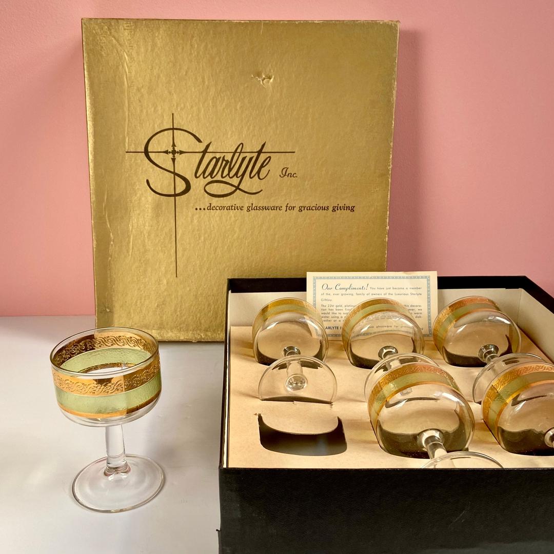 Set of 6 Starlyte Champagne Glasses With Original Box Barela